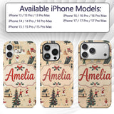 Classic Winter Village Ice Skating Christmas Custom Name Protective Phone Case Mobile Cover Durable Everyday Smartphone Shock Resistant