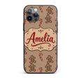 Gingerbread Man Candy Cane Brown Printed Design Custom Name Protective Phone Case Mobile Cover Durable Everyday Smartphone Shock Resistant