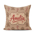 Custom Name Gingerbread Man Candy Cane Brown Christmas Seamless Square Filled Cushion Throw Pillow Sofa Bed Home Decor Zip Washable UK Made