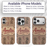 Gingerbread Man Candy Cane Brown Printed Design Custom Name Protective Phone Case Mobile Cover Durable Everyday Smartphone Shock Resistant