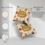 Custom Name Tree Candy Cane Gift Box Snowflakes Seamless Pattern Square Filled Cushion Throw Pillow Sofa Bed Home Decor Zip Washable UK Made