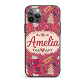 Watercolor Christmas Cookies Candy Cane Orange Custom Name Protective Phone Case Mobile Cover Durable Everyday Smartphone Shock Resistant