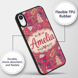 Watercolor Christmas Cookies Candy Cane Orange Custom Name Protective Phone Case Mobile Cover Durable Everyday Smartphone Shock Resistant