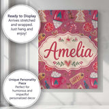 Personalised Name Watercolor Christmas Custom  Modern Room Accent Elegant Feature Canvas Wall Art Print Decor Picture Ready to Hang