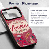 Watercolor Christmas Cookies Candy Cane Orange Custom Name Protective Phone Case Mobile Cover Durable Everyday Smartphone Shock Resistant