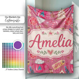 Watercolor Christmas Cookies Candy Cane Orange Slice  Festive  Personalised Custom Name Super Soft Fleece Blanket Bed Sofa Throw