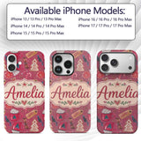 Watercolor Christmas Cookies Candy Cane Orange Custom Name Protective Phone Case Mobile Cover Durable Everyday Smartphone Shock Resistant