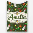 Santa Claus Gifts Mittens Champagne Glass Snowflakes Festive Lovely  Personalised Custom Name Super Soft Fleece Blanket Bed Sofa Throw