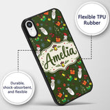 Santa Claus Gifts Mittens Champagne Glass Printed Design Custom Name Protective Phone Case Mobile Cover Durable Smartphone Shock Resistant