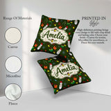 Custom Name Santa Claus Gifts Mittens Champagne Glass Snowflakes Square Filled Cushion Throw Pillow Sofa Bed Home Decor Zip Washable UK Made