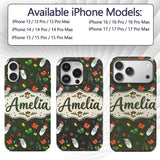 Santa Claus Gifts Mittens Champagne Glass Printed Design Custom Name Protective Phone Case Mobile Cover Durable Smartphone Shock Resistant