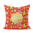 Custom Name Merry Christmas Holly Jolly Tree Candy Cane Festive Square Filled Cushion Throw Pillow Sofa Bed Home Decor Zip Washable UK Made