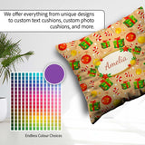Custom Name Christmas Baubles Candy Cane Boxes Ornaments Festive Square Filled Cushion Throw Pillow Sofa Bed Home Decor Zip Washable UK Made
