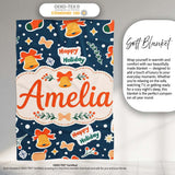 Happy Holiday Bells Gift Box Snowflakes Winter Festive Seamless  Personalised Custom Name Super Soft Fleece Blanket Bed Sofa Throw