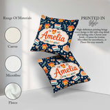 Custom Name Happy Holiday Bells Gift Box Winter Festive Seamless Square Filled Cushion Throw Pillow Sofa Bed Home Decor Zip Washable UK Made