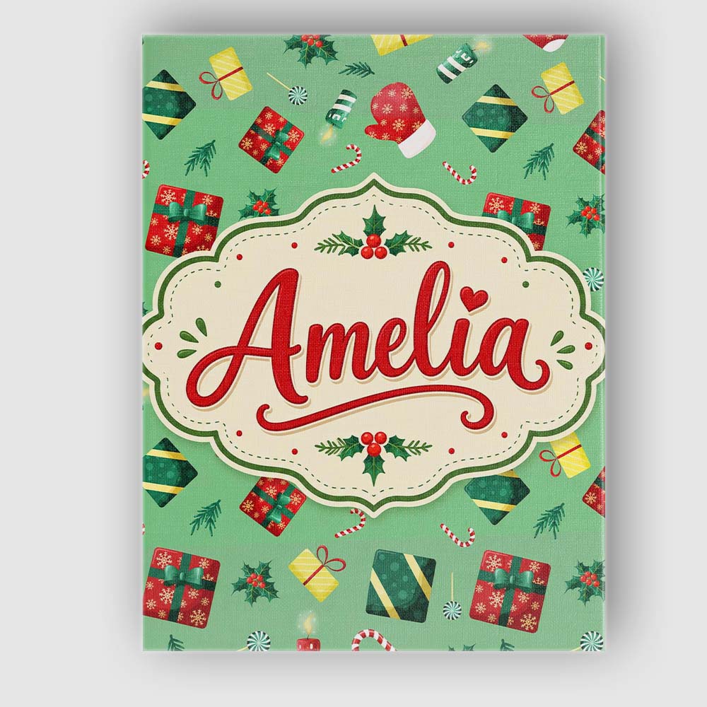 Personalised Name Santa Reindeer Snowman Custom  Unique Gift Idea Elegant Feature Canvas Wall Art Print Decor Picture Ready to Hang