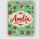 Personalised Name Santa Reindeer Snowman Custom  Unique Gift Idea Elegant Feature Canvas Wall Art Print Decor Picture Ready to Hang