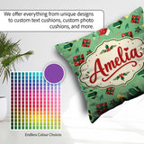 Custom Name Santa Reindeer Snowman Gift Boxes Ornaments Seamless Square Filled Cushion Throw Pillow Sofa Bed Home Decor Zip Washable UK Made