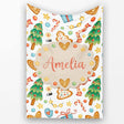 Christmas Tree Candy Cane Cookies Stars Gift Festive Seamless Lovely  Personalised Custom Name Super Soft Fleece Blanket Bed Sofa Throw