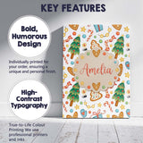 Personalised Name Christmas Tree Candy Cane Custom  Bespoke Interior Contemporary Canvas Wall Art Print Decor Picture Ready to Hang