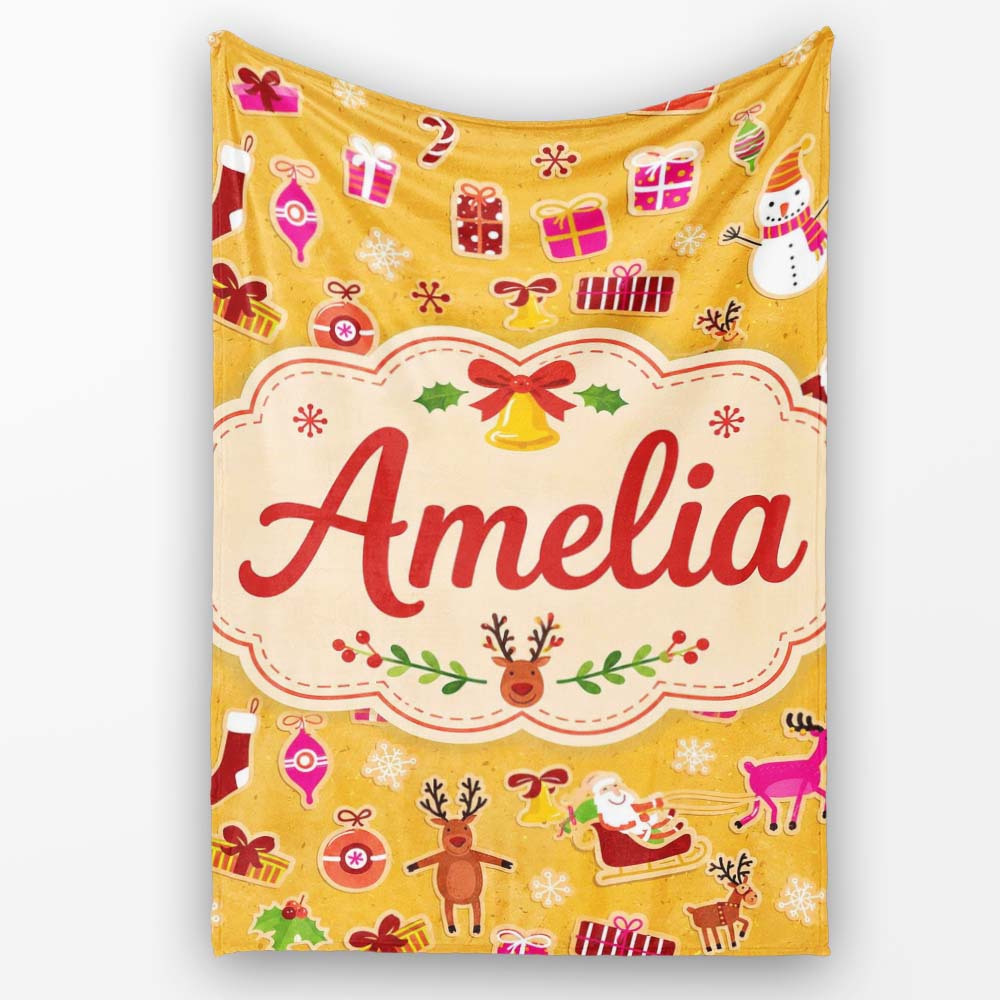Pink Christmas Cookies  Candy Cane Star Sweets Festive Seamless  Personalised Custom Name Super Soft Fleece Blanket Bed Sofa Throw