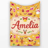 Pink Christmas Cookies  Candy Cane Star Sweets Festive Seamless  Personalised Custom Name Super Soft Fleece Blanket Bed Sofa Throw