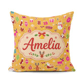 Custom Name Pink Cookies Candy Cane Star Sweets Festive Seamless Square Filled Cushion Throw Pillow Sofa Bed Home Decor Zip Washable UK Made
