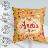Custom Name Pink Cookies Candy Cane Star Sweets Festive Seamless Square Filled Cushion Throw Pillow Sofa Bed Home Decor Zip Washable UK Made