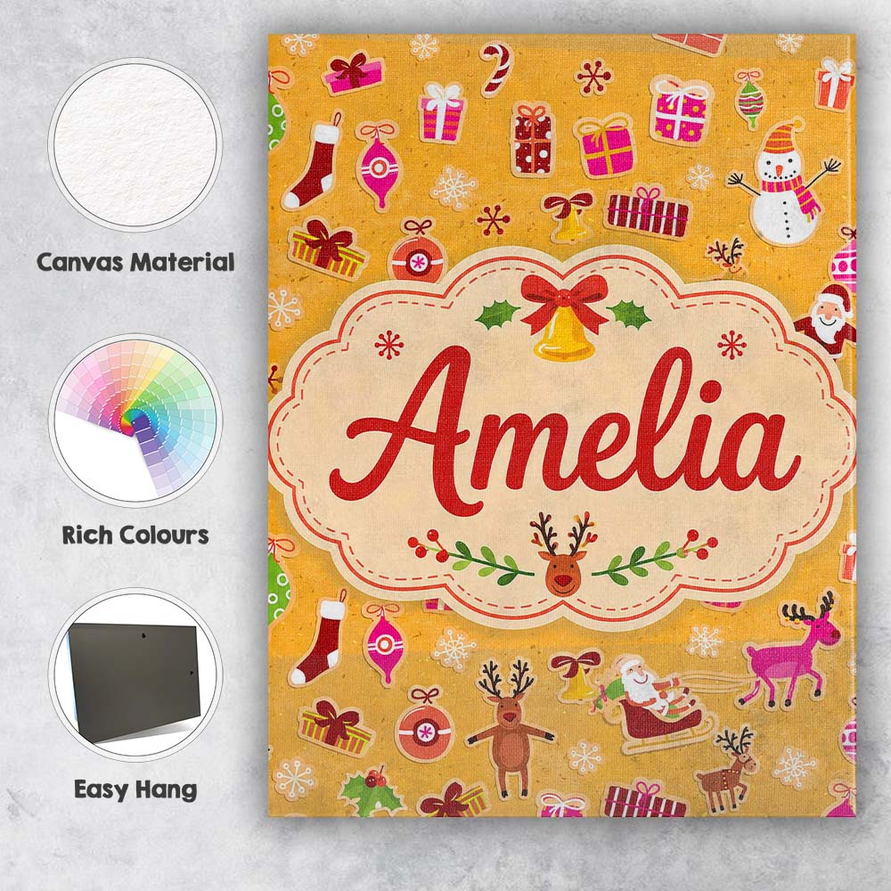 Personalised Name Pink Christmas Cookies Custom  Unique Gift Idea Elegant Feature Canvas Wall Art Print Decor Picture Ready to Hang