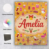 Personalised Name Pink Christmas Cookies Custom  Unique Gift Idea Elegant Feature Canvas Wall Art Print Decor Picture Ready to Hang
