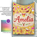Pink Christmas Cookies  Candy Cane Star Sweets Festive Seamless  Personalised Custom Name Super Soft Fleece Blanket Bed Sofa Throw