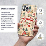 Vintage Christmas Village Snowman Printed Design Custom Name Protective Phone Case Mobile Cover Durable Everyday Smartphone Shock Resistant