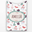 Cute Snowman Candy Cane Gifts and Christmas Tree Minimal Seamless  Personalised Custom Name Super Soft Fleece Blanket Bed Sofa Throw