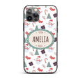 Cute Snowman Candy Cane Gifts and Christmas Tree Custom Name Protective Phone Case Mobile Cover Durable Everyday Smartphone Shock Resistant
