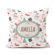 Custom Name Snowman Candy Cane Gifts and Christmas Tree Seamless Square Filled Cushion Throw Pillow Sofa Bed Home Decor Zip Washable UK Made