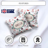 Custom Name Snowman Candy Cane Gifts and Christmas Tree Seamless Square Filled Cushion Throw Pillow Sofa Bed Home Decor Zip Washable UK Made