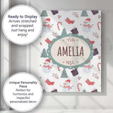 Personalised Name Cute Snowman Candy Cane Custom  Unique Gift Idea Elegant Feature Canvas Wall Art Print Decor Picture Ready to Hang