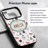 Cute Snowman Candy Cane Gifts and Christmas Tree Custom Name Protective Phone Case Mobile Cover Durable Everyday Smartphone Shock Resistant