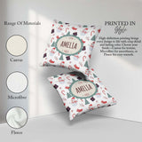 Custom Name Snowman Candy Cane Gifts and Christmas Tree Seamless Square Filled Cushion Throw Pillow Sofa Bed Home Decor Zip Washable UK Made