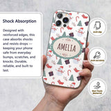 Cute Snowman Candy Cane Gifts and Christmas Tree Custom Name Protective Phone Case Mobile Cover Durable Everyday Smartphone Shock Resistant