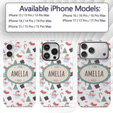 Cute Snowman Candy Cane Gifts and Christmas Tree Custom Name Protective Phone Case Mobile Cover Durable Everyday Smartphone Shock Resistant