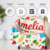 Watercolor Christmas Gifts Candy Gingerbread Festive Holiday Lovely  Personalised Custom Name Super Soft Fleece Blanket Bed Sofa Throw