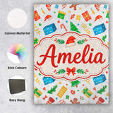 Personalised Name Watercolor Christmas Custom  Modern Room Accent Elegant Feature Canvas Wall Art Print Decor Picture Ready to Hang