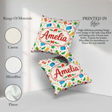 Custom Name Watercolor Christmas Gifts Candy Gingerbread Festive Square Filled Cushion Throw Pillow Sofa Bed Home Decor Zip Washable UK Made