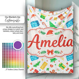 Watercolor Christmas Gifts Candy Gingerbread Festive Holiday Lovely  Personalised Custom Name Super Soft Fleece Blanket Bed Sofa Throw