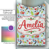 Santa Reindeer Penguin Sleigh Snowman Christmas Fun Seamless Pattern  Personalised Custom Name Super Soft Fleece Blanket Bed Sofa Throw