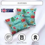 Custom Name Christmas Tree Baubles Cane Festive Holiday Seamless Square Filled Cushion Throw Pillow Sofa Bed Home Decor Zip Washable UK Made