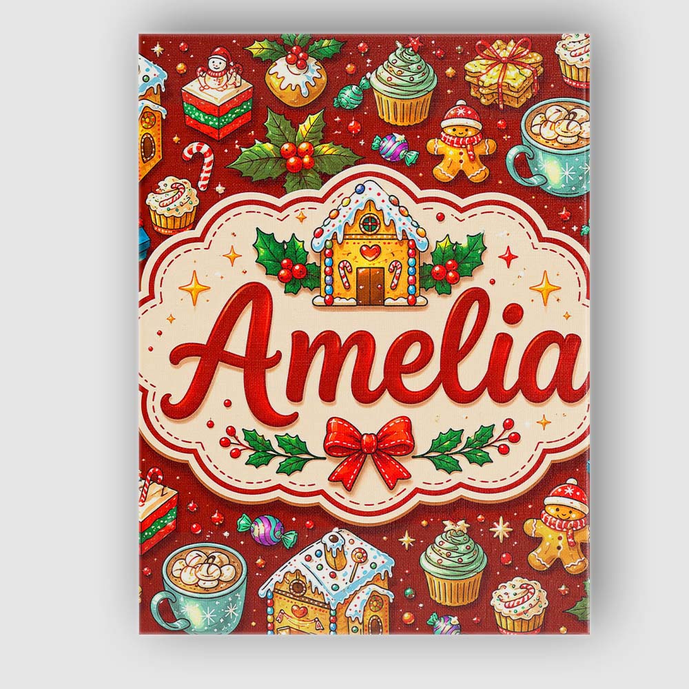 Personalised Name Gingerbread House Cupcake Custom  Bespoke Interior Contemporary Canvas Wall Art Print Decor Picture Ready to Hang