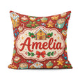 Custom Name House Cupcake Cocoa Holly Christmas Treats Seamless Square Filled Cushion Throw Pillow Sofa Bed Home Decor Zip Washable UK Made