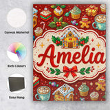 Personalised Name Gingerbread House Cupcake Custom  Bespoke Interior Contemporary Canvas Wall Art Print Decor Picture Ready to Hang